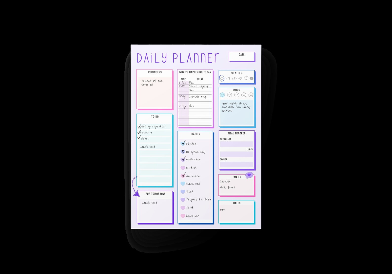 Daily Planner, Habit Tracker, Meal Tracker, to Do List, Reminders ...