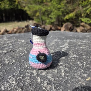 Crochet Water Pipe Trans Pride Keychain