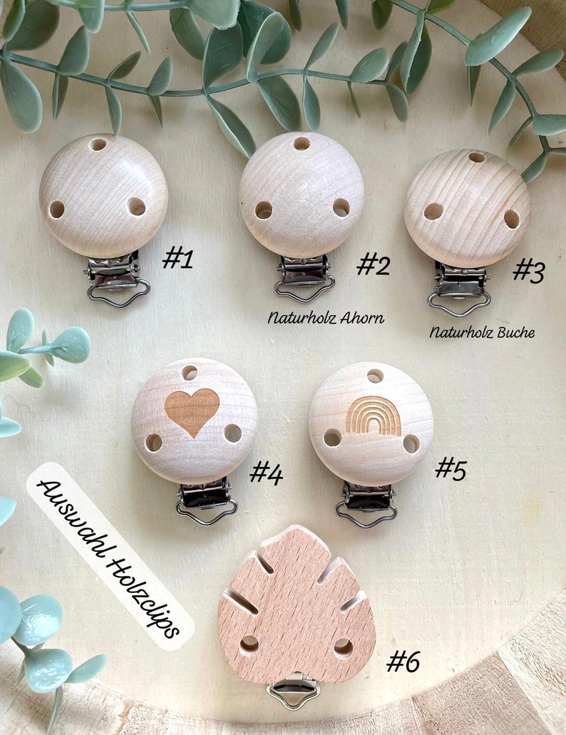 Pacifier Chain With Name Lion Engraving Boy Girl Wood Silicone Baby