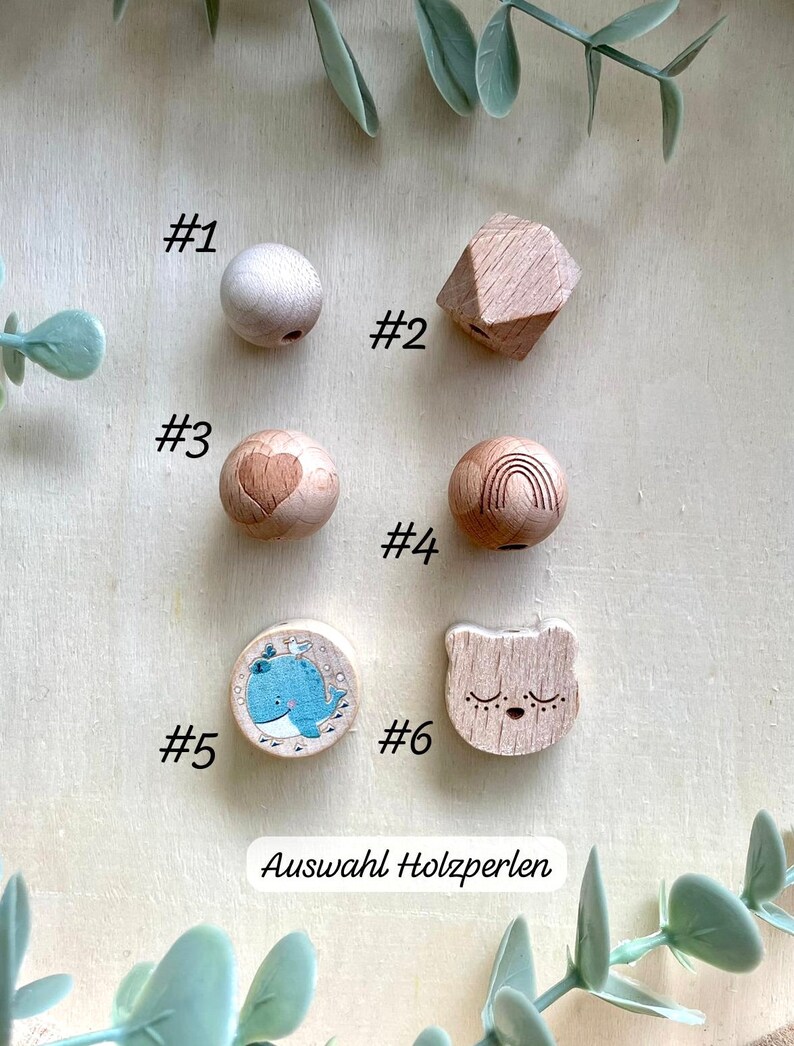 Pacifier Chain With Name Lion Engraving Boy Girl Wood Silicone Baby