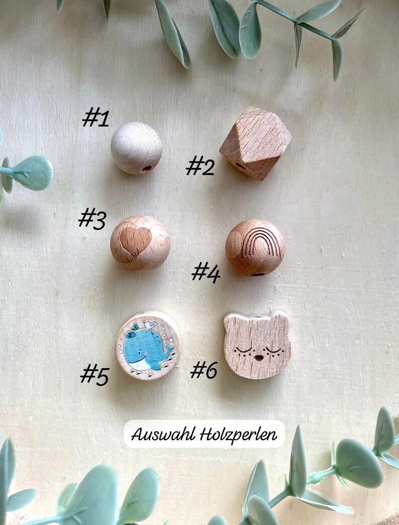 Pacifier Chain With Name Personalized Green Girl Boy Flower Wood