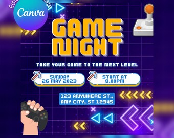 Plantilla de publicación de redes sociales de noche de juegos