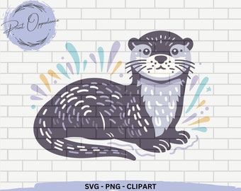 Lindos archivos de descarga digital SVG de nutria para Cricut Otter Clipart Instant Download Otter Silhouette para pegatinas, Animales Svg