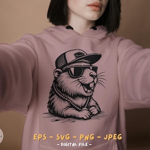 クールなビーバー SVG デジタルダウンロード ビーバー ベクターファイル（Tシャツ用） かわいいビーバー シルエット動物ステッカー png ビーバー クリップアート カットファイル
