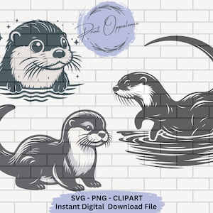 Otter Vector Digital Download files for Cricut Otter Clipart Instant Download Otter Silhouette for stickers, Animals Svg