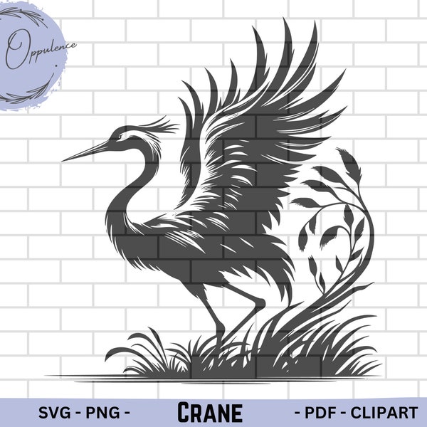 Crane Svg Digital Download file for print Crane Bird Png Instant Download Heron Silhouette for stickers Heron Bird Clipart Animals Png