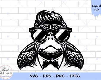 Cool Turtle Svg Digital Download Turtle Vector cut file printable Turtle Silhouette Animal  Png iron on vinyl