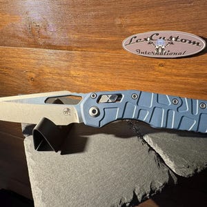 Microtech MSI Titanium scales V2 Cerakoted with Blue Titanium