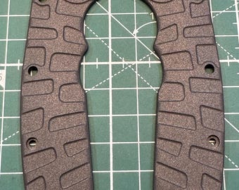 Titanium scales for Demko Shark-Cub Cerakote Cobalt Black