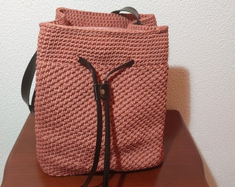 Bolso grande hecho a mano rosa de ganchillo / Bolso rosa de ganchillo / Regalo de bolso de punto