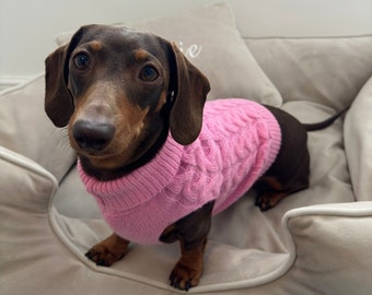 Pink Knitted Dog Jumper Knitted Dog Sweater Sausage Dog Jumper Christmas Present For Doggy Pet Dachshund Dog Lover Gift Pet Gift green