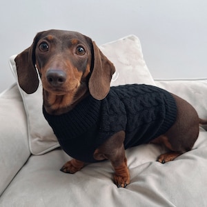 Black Knitted Dog Jumper Knitted Dog Sweater Sausage Dog Jumper Christmas Present For Doggy Pet Pets Dachshund Dog Lover Gift Pet Gift