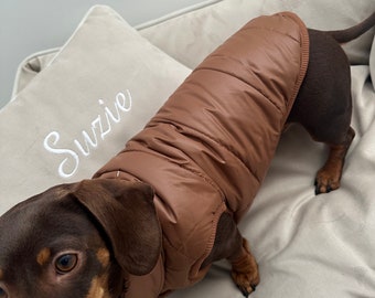 Dog Gilet brown dog body warmer sausage dog jacket pet Christmas present for dog harness winter coat for dog dachshund jacket jumper bulldog