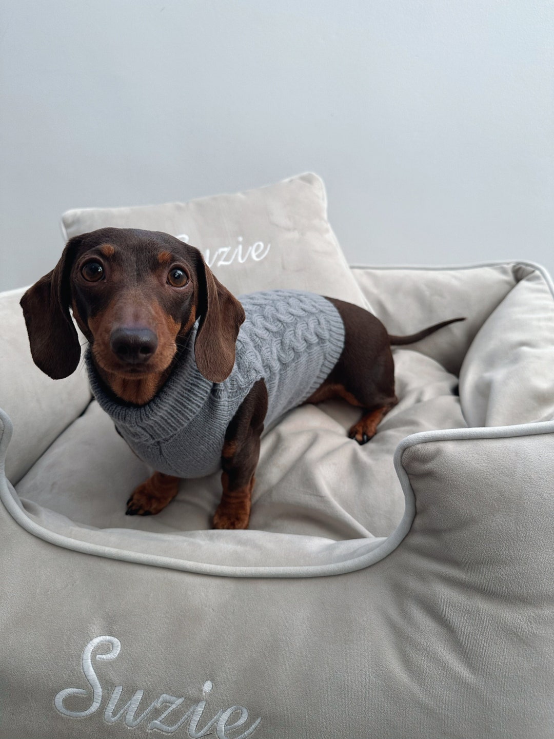 Grey Knitted Dog Jumper Knitted Dog Sweater Sausage Dog Jumper