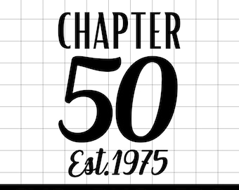 50th Birthday SVG, Chapter 50 Est 1975 Cut File, PNG Printable
