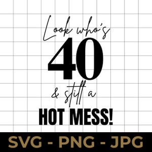 Guarda chi compie 40 anni SVG, file di taglio per il 40° compleanno, PNG, JPG, design stampabile per progetti Cricut e Silhouette