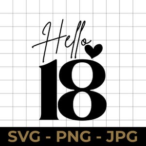 Hello 18 SVG: 18th Birthday Cut File for Cricut & Silhouette (Digital Download