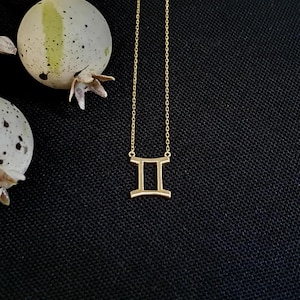14K Gold Gemini Zodiac Pendant, 18K Zodiac Gemini Jewelry for Women, 10K Gold Charm Necklace for Astrology Lovers, Horoscope Necklace.