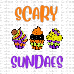Scary Sundaes Halloween Svg, Retro Halloween Png, Halloween Ice Cream Svg, Horror Svg, Halloween Art, Digital Download, Clipart, Digital Art