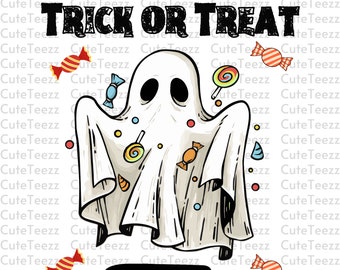 Halloween Trick or Treat Svg, Ghost Svg, Retro Halloween Png, Halloween Art, Boo Svg, Horror Svg, Digital Download, Halloween Clipart