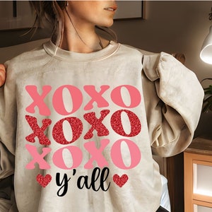 Y'all Png scintillant, Xoxo Saint-Valentin Png, Tendance Saint-Valentin png, Sublimation Saint-Valentin, Xoxo Heart Png, Xoxo Love Png