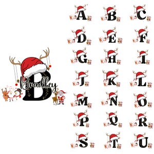 Alfabetos de Natal Svg, Fontes de Natal, Letras de Doodle de Natal, Rena de Natal Png, Boneco de Neve Png, Papai Noel Png, Download Digital