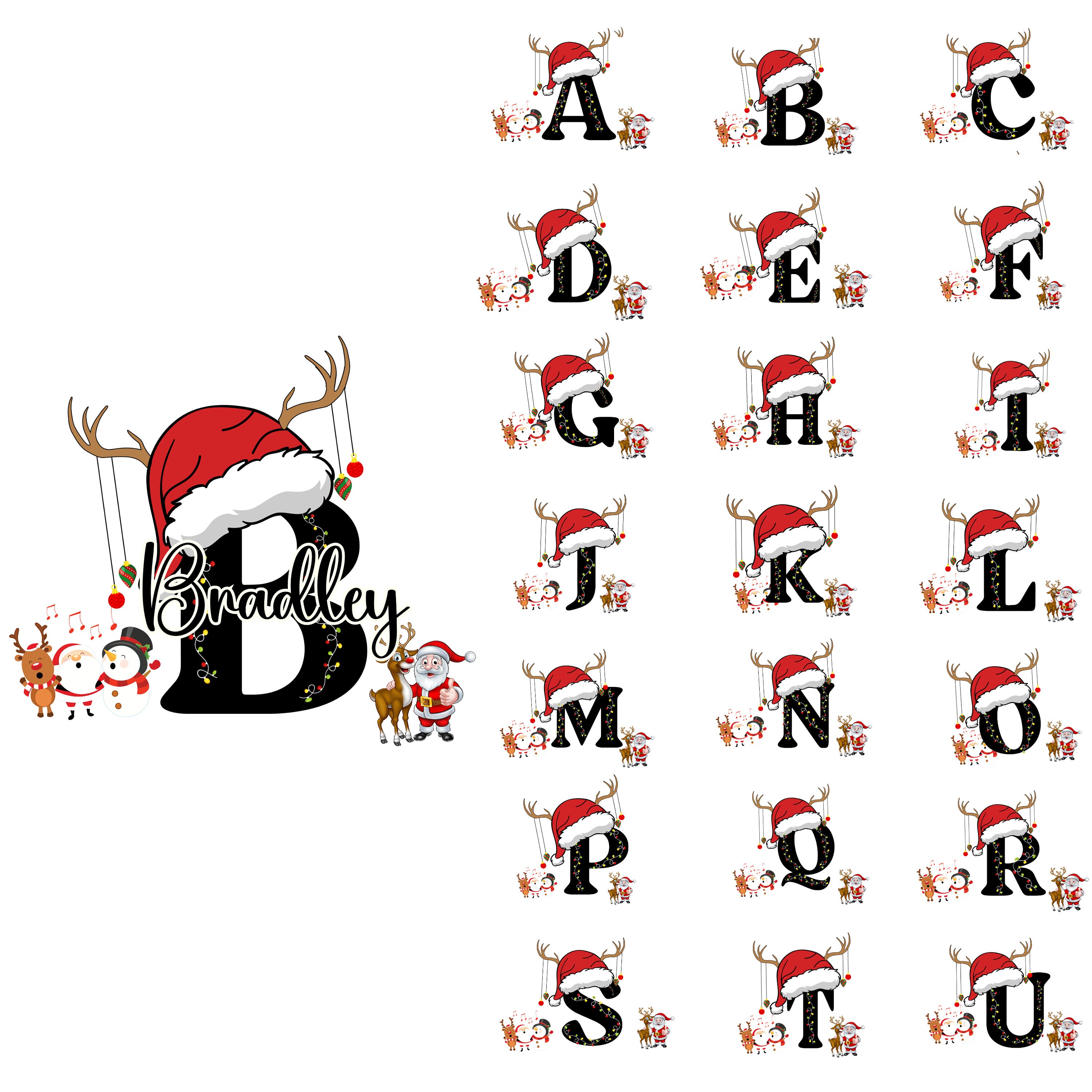 Christmas Alphabets Svg, Christmas Fonts, Christmas Doodle Letters