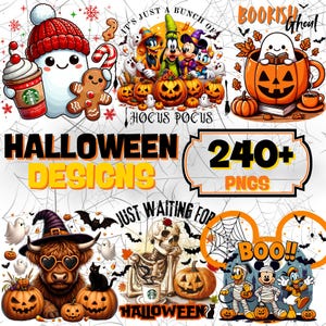 Más de 240 megapaquetes de Halloween PNG, diseños de películas de terror, paquete PNG de Halloween retro, paquete PNG de otoño, vibraciones espeluznantes PNG, truco o trato, calabaza.