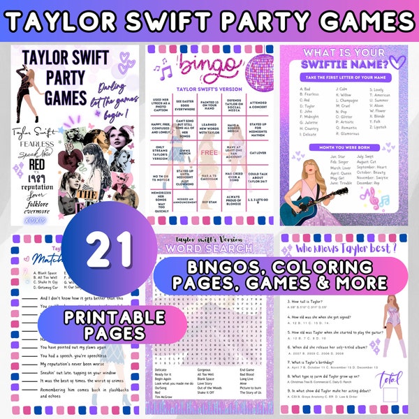 Taylo Swiftie Party Games, Taylor Party Game Bundle, T Swift Party, Kid Party Games, Kid Birthday Games Bundle,Eras Tour, Party Decor.