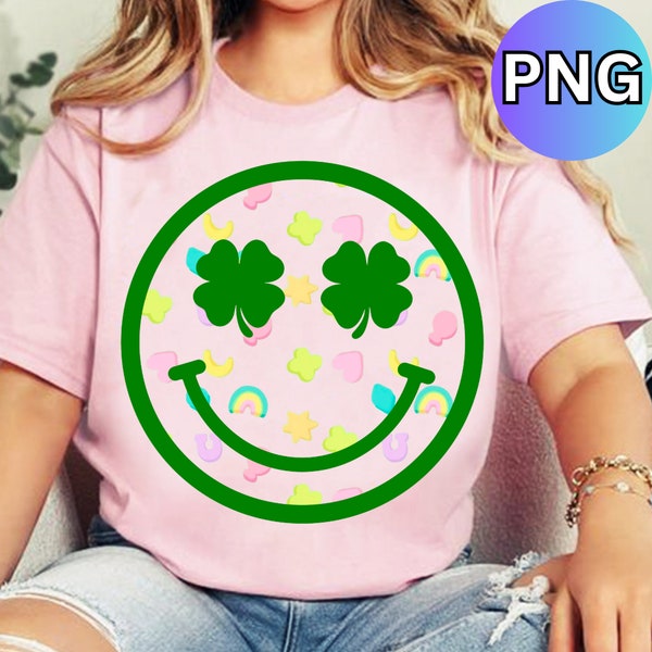 Lucky Charm Smiley Face Shirt, Smiley Face Png, St. Patrick’s Day Design, St Patrick’s Day Png, Lucky Clover Shamrock Smiley Sublimation.