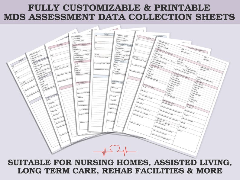 MDS Assessment Data Collection Printable Worksheet for MDS 3.0 ...