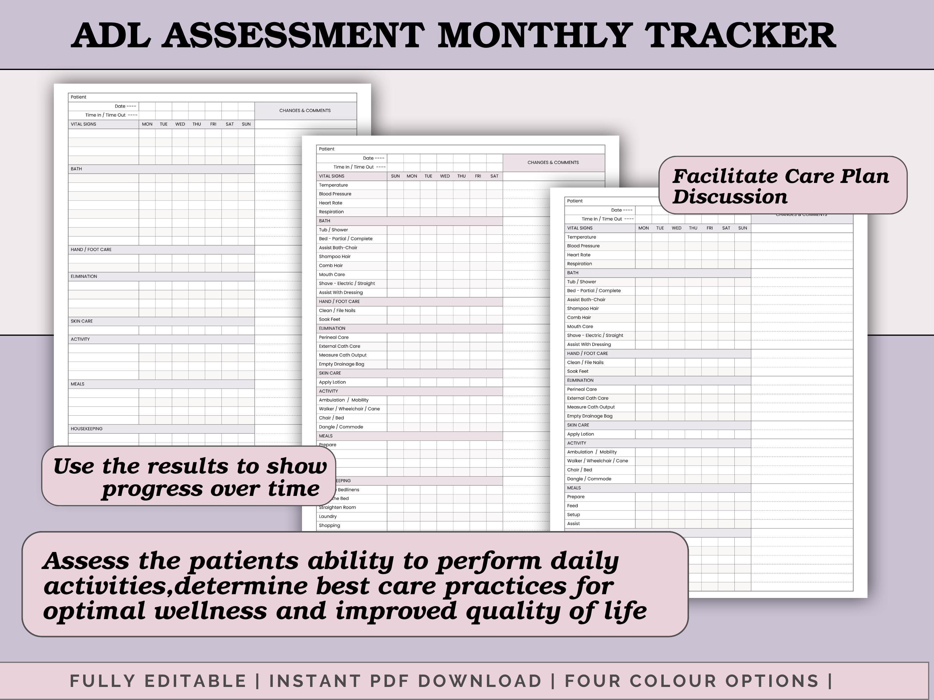 Adls Chart.pdf Adls Weekly Progress Chart for LTC, CNA, Nurses, Caregivers, Aides ...
