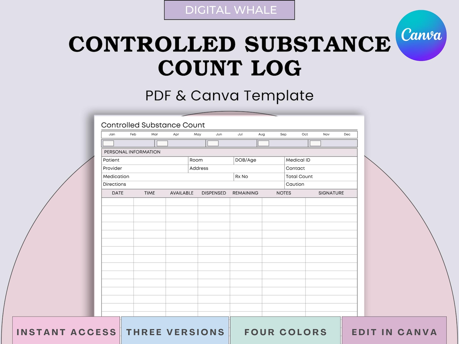 Controlled Substance Count Log - Nurse Narcotics Medication Inventory ...