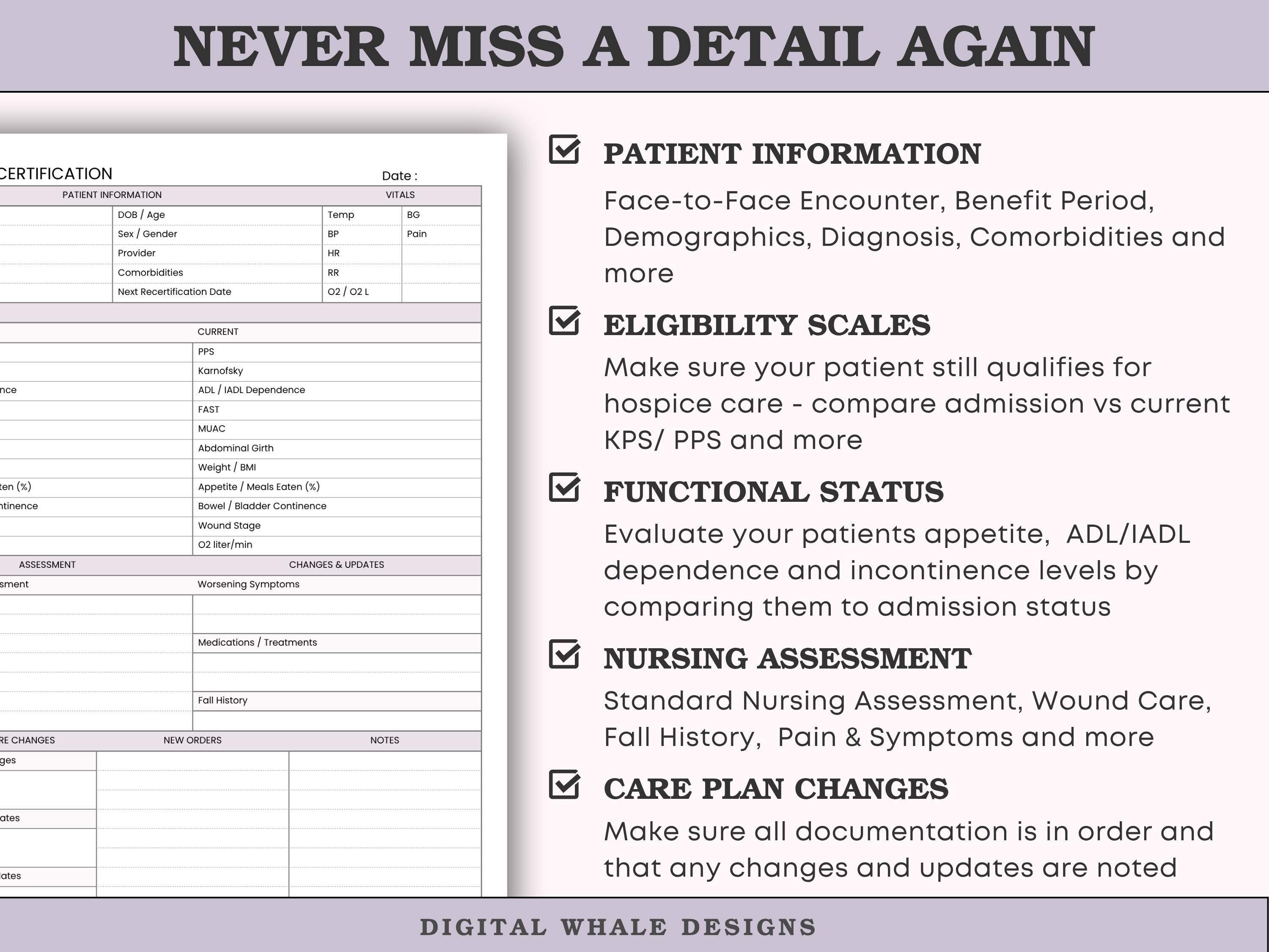 Hospice Nurse Documentation Bundle - RN Admission & Recertification ...
