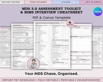 MDS 3.0 Datensammlungs-Toolkit | BIMS Interview Coding Spickzettel-Handbuch | MDS Krankenschwestern - Canva