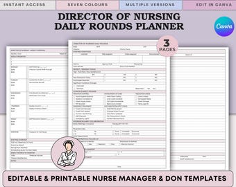 DON Daily Rounds Planner & Weekly Overview – LTC Nursing Home Templates (Print Pdf + Canva)