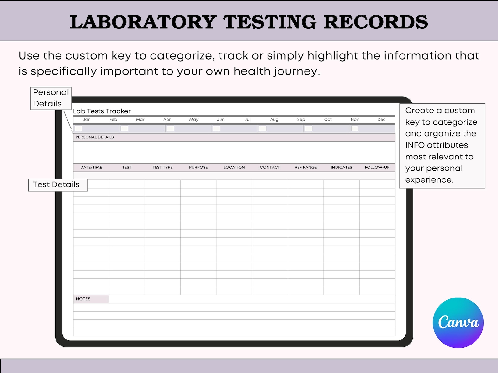 Lab Results Tracker Printable | Medical Test Log | Health Record ...