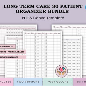 Lomg Term Care 30-Patient Mega Bundle for Nurses, CNAs, LPNs – Printable Nursing Report Sheet | Vitals, Med, Behavior & Pain Hospice Care