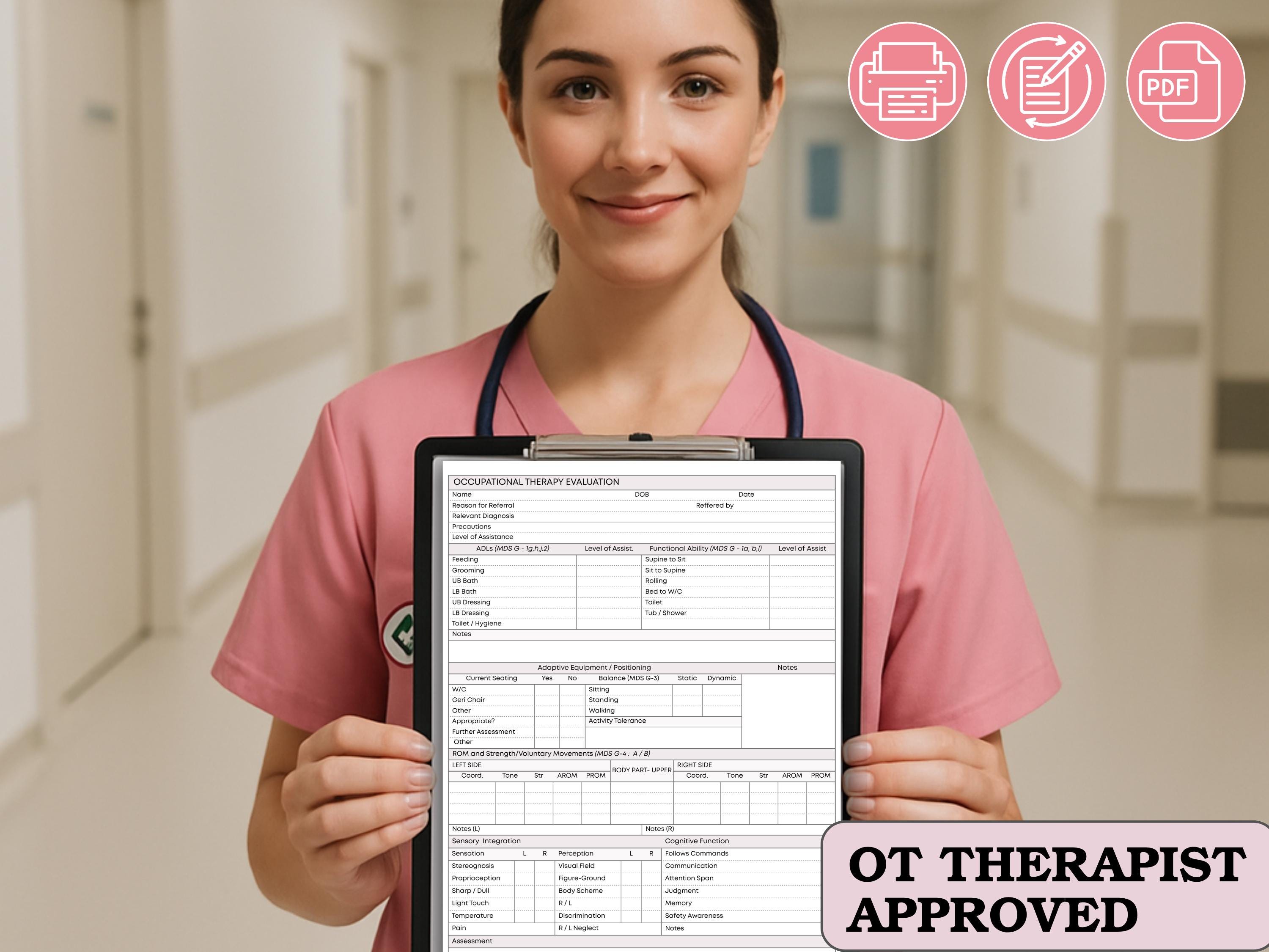 Ot Screening Form Occupational Therapy Evaluation Form- One Page OT Assessment Template ...
