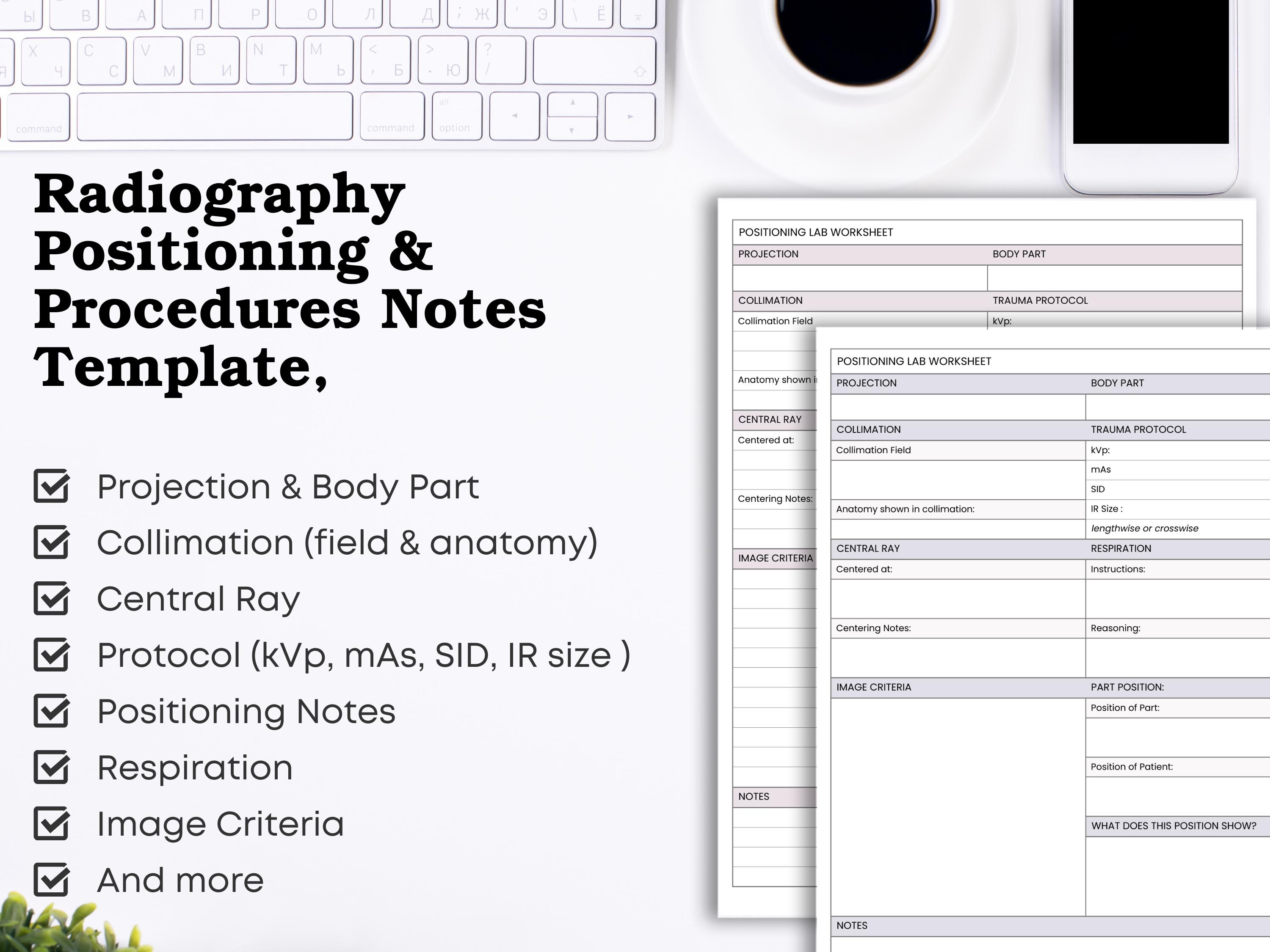 First Year Radiography Notes Radiography Positioning Procedures Lab Worksheet - Radiology Clinical ...