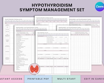 Hypothyreose Tracker - Hashimotos symptom, Medikamente & Wellness Journal (Druck PDF + Canva)
