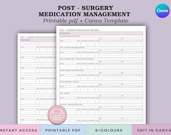 The Post-Surgery Meds Companion: A Printable Medication Tracker & Log - Print PDF + Log