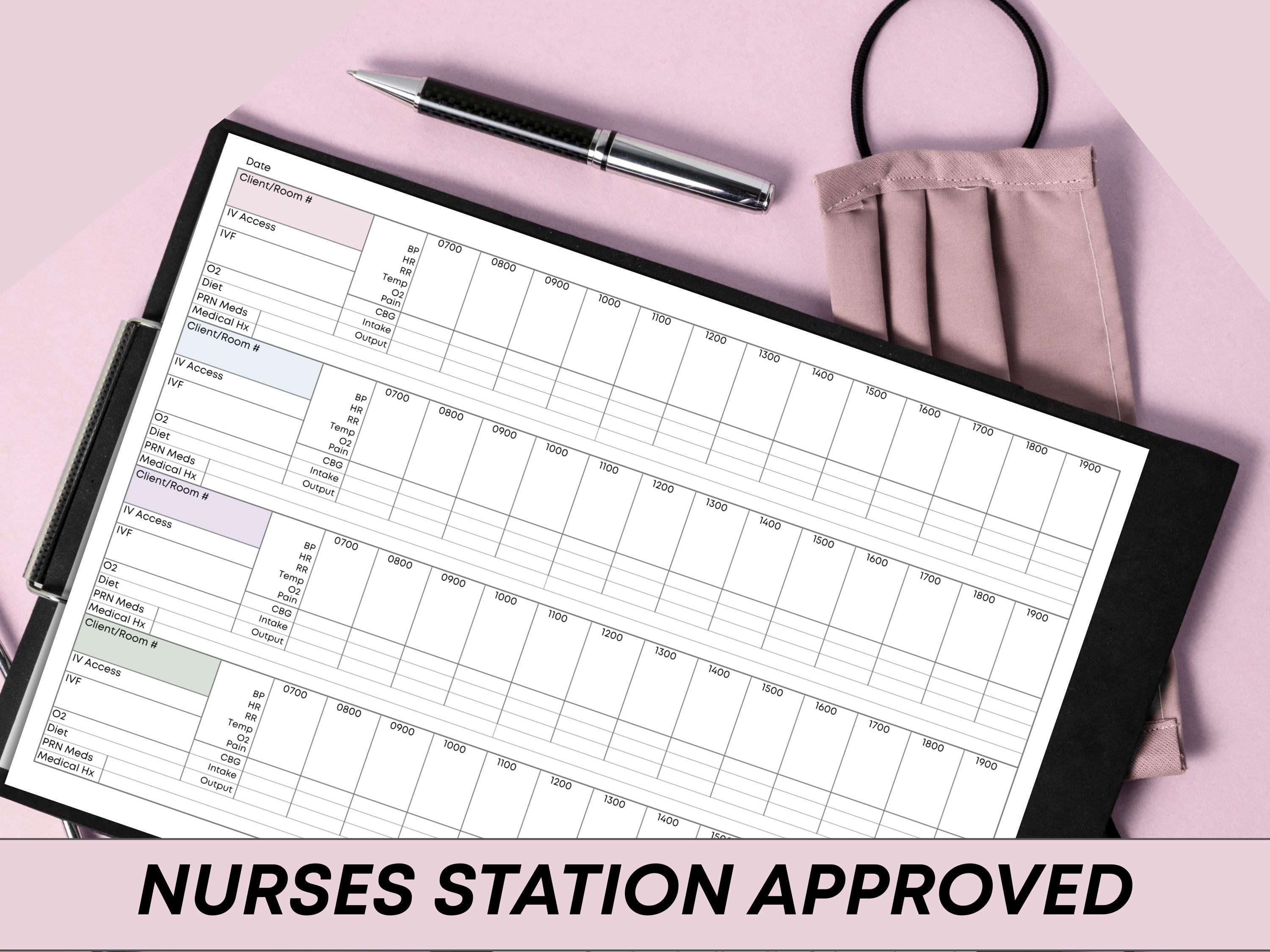 4-patient Nursing Report Sheet Trio: SBAR, Hourly Tasks Bundle for ...
