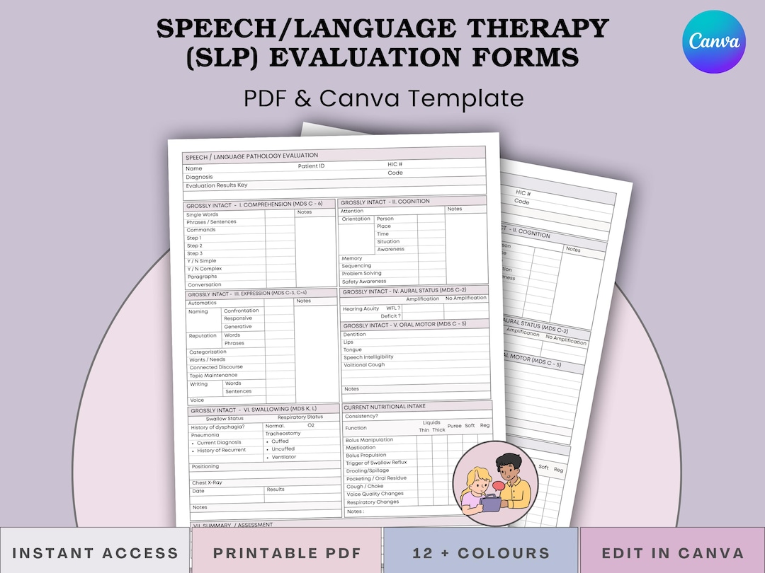 Cfy Slp Interval Form.pdf Adult Speech Therapy Evaluation Template: SLP Pathology Assessment Form ...