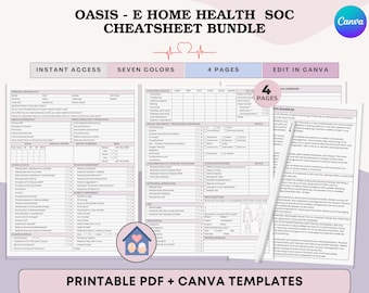 The OASIS-E Home Health SOC Assessment Clinical Toolkit - Start of Care Cheatsheet Bundle (PDF +Canva)