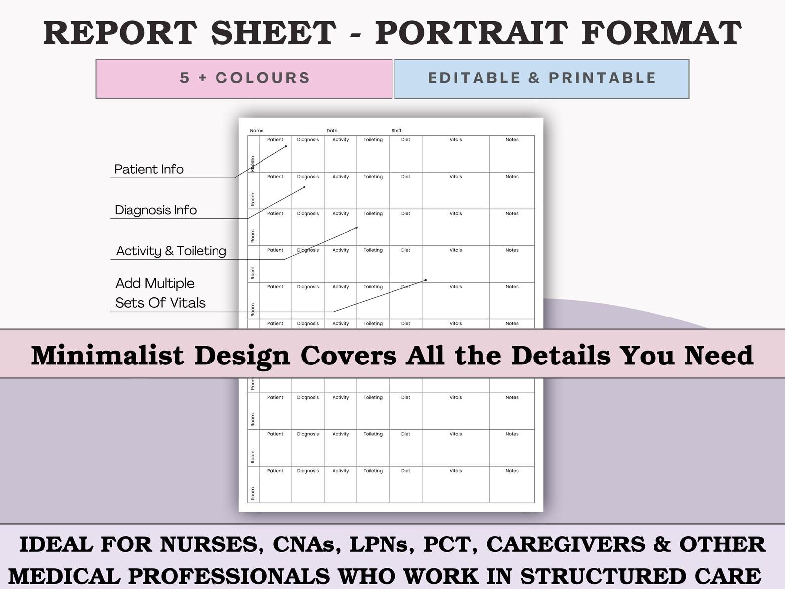 Pct Search Report Rexample CNA & PCT Report Sheet Set - 10 Patient Care Tech Shift Planner ...
