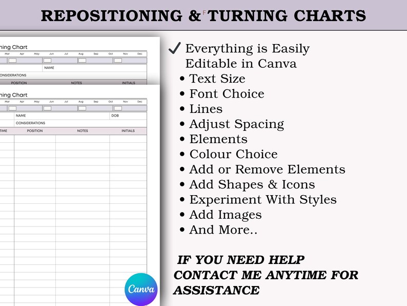 Daily Repositioning Chart.pdf Patient Turning & Repositioning Set - Pressure Injury Prevention for ...