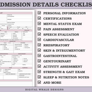 Hospice Nurse Admission Assessment Checklist - Editable Head-to-toe ...