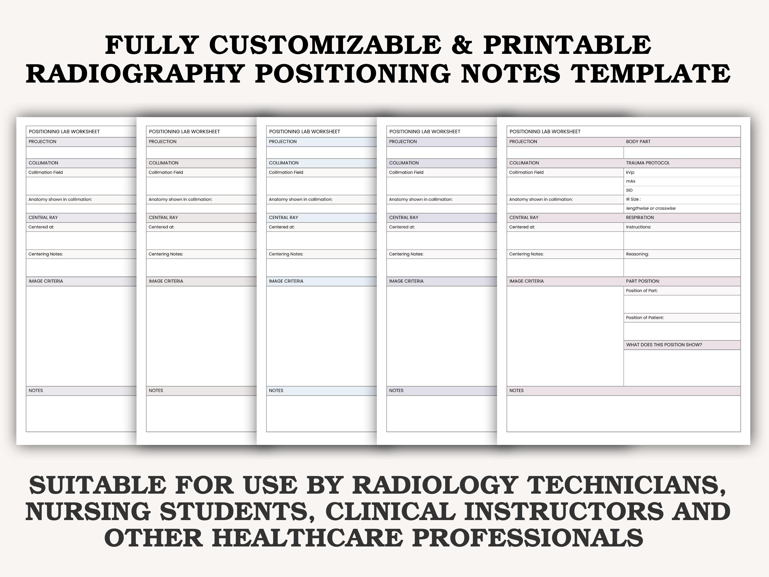 First Year Radiography Notes Radiography Positioning Procedures Lab Worksheet - Radiology Clinical ...