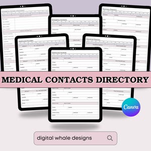 Medical Contacts Printable | Emergency Contact List | Healthcare Provider Tracker | Insurance Info Sheet | Medical Planner Inserts